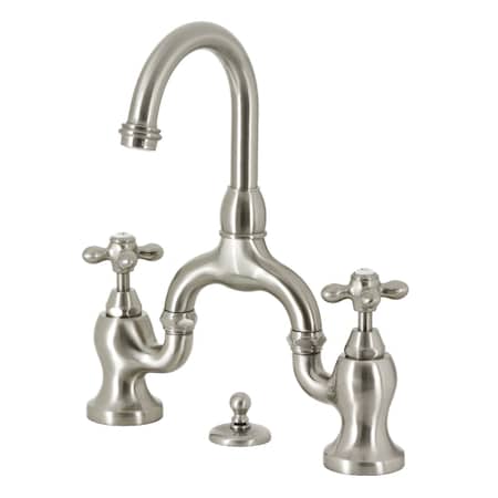 Kingston Brass Bridge Bathroom Faucet with Brass Pop-Up, Brushed Nickel KS7998AX